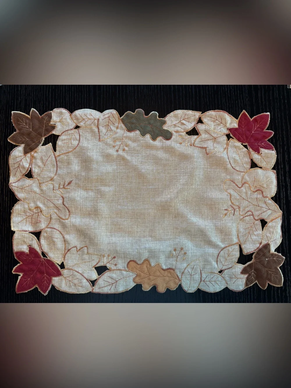 Embroidered Autumn Leaf Placemats - Set of 4